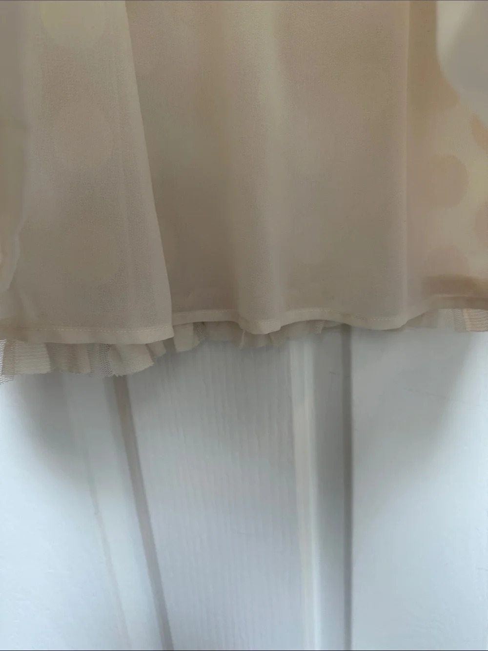 Anthropologie Cream Polka Dot Ruffle Puff Sleeve Blouse
